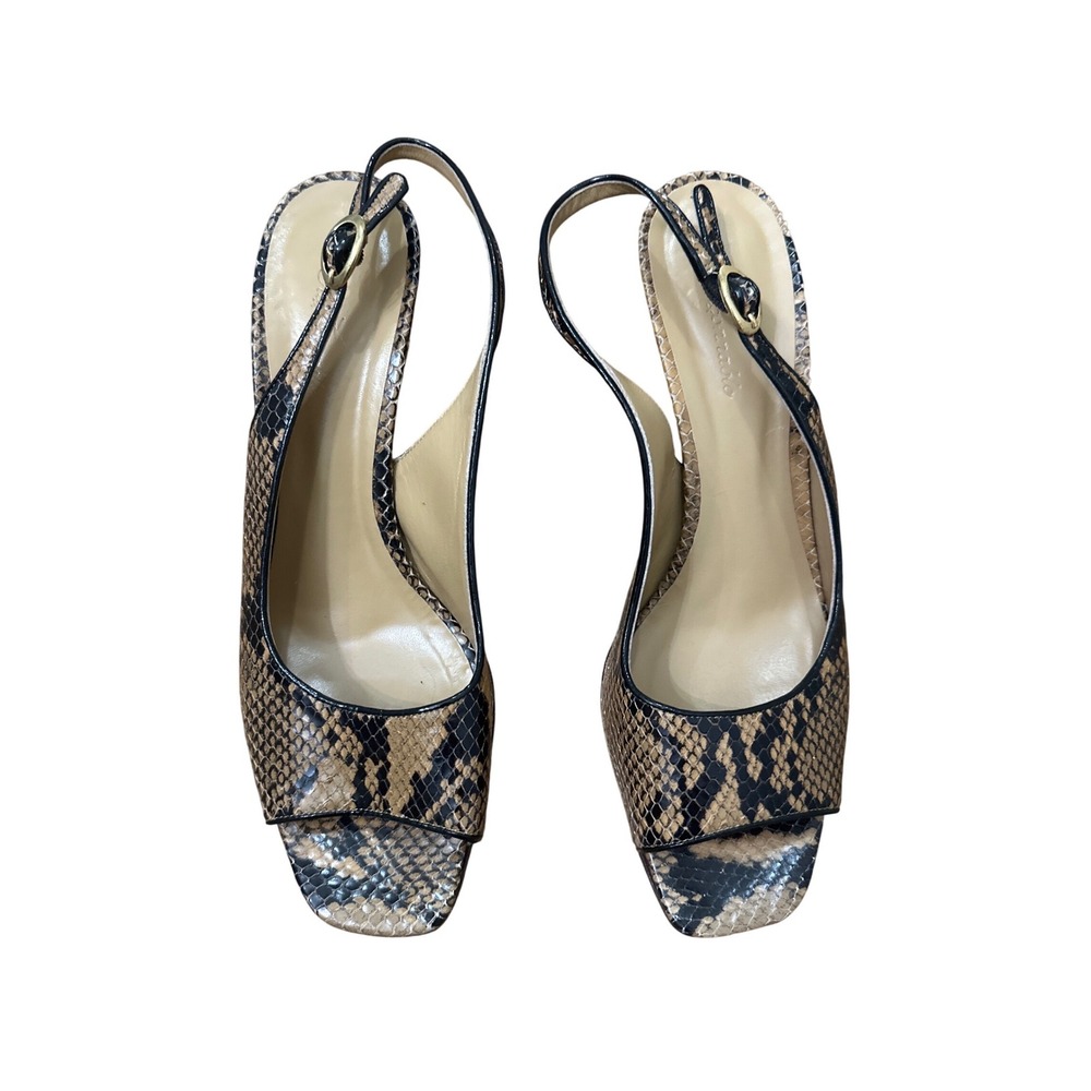 Facconable Women's Snake Print Slingback Heels Size‎ 10 Made in Italy